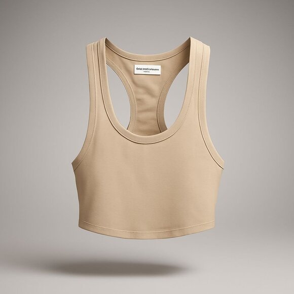 We Wore What Tops - WeWoreWhat Cropped Scoop Tank Beige Women's Size Small Cotton Jersey Summer Wear